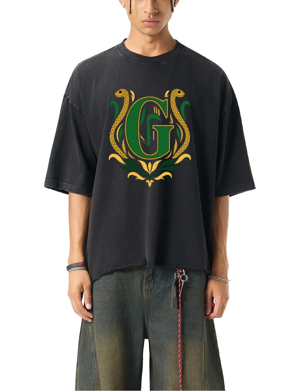 G-Mafia Guardian Serpents – Snow Wash Boxy Tee - Image 2