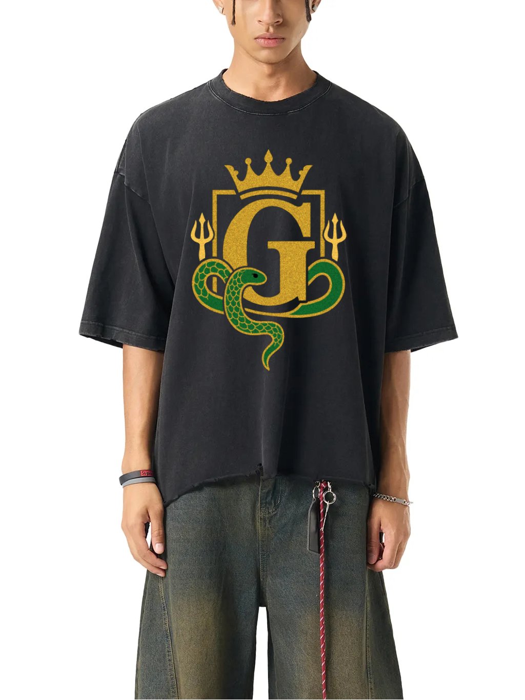 G-Mafia Poseidon Serpent – Snow Wash Boxy Tee - Image 2