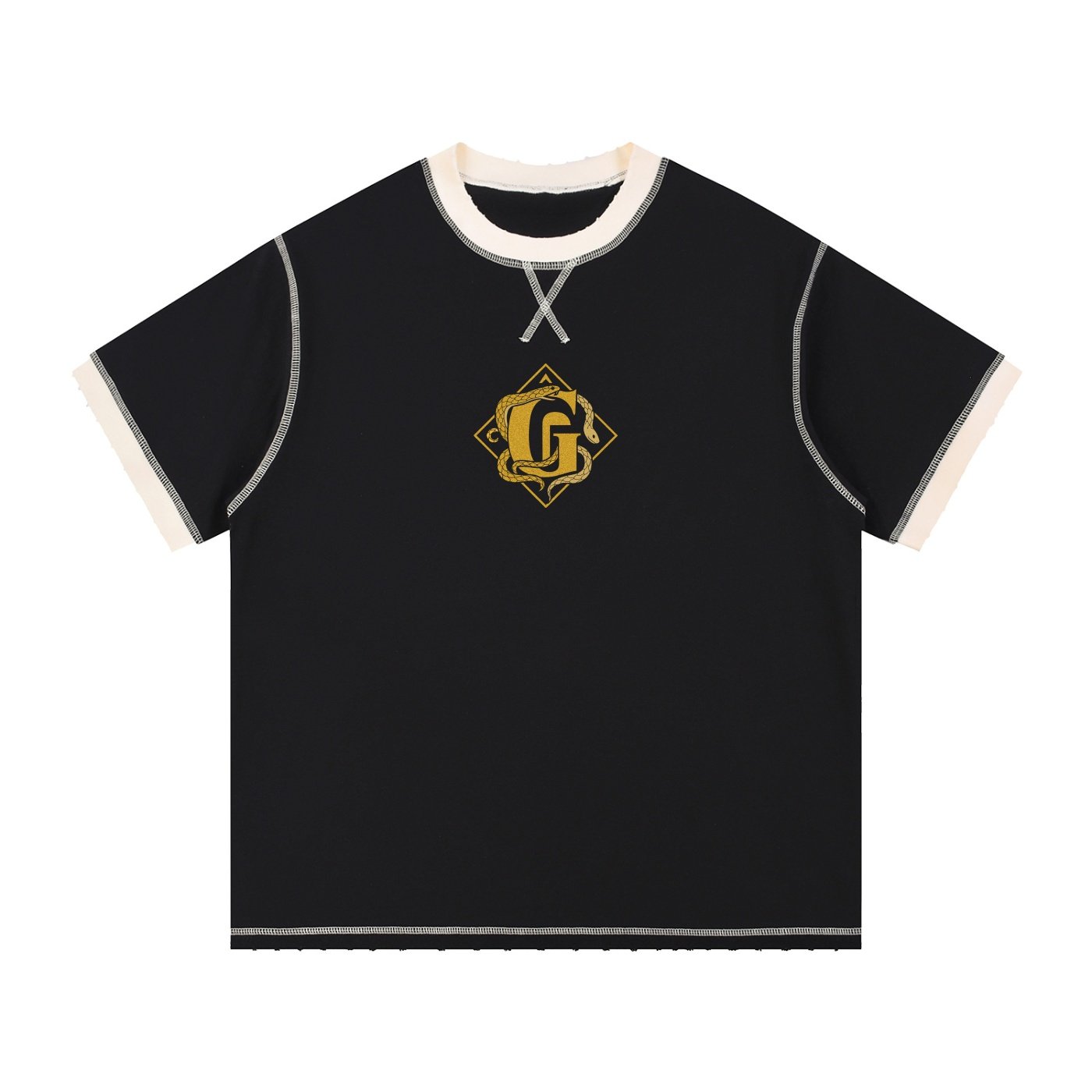 G-Mafia Golden Serpent – Contrast-Stitched Tee – G-Mafia
