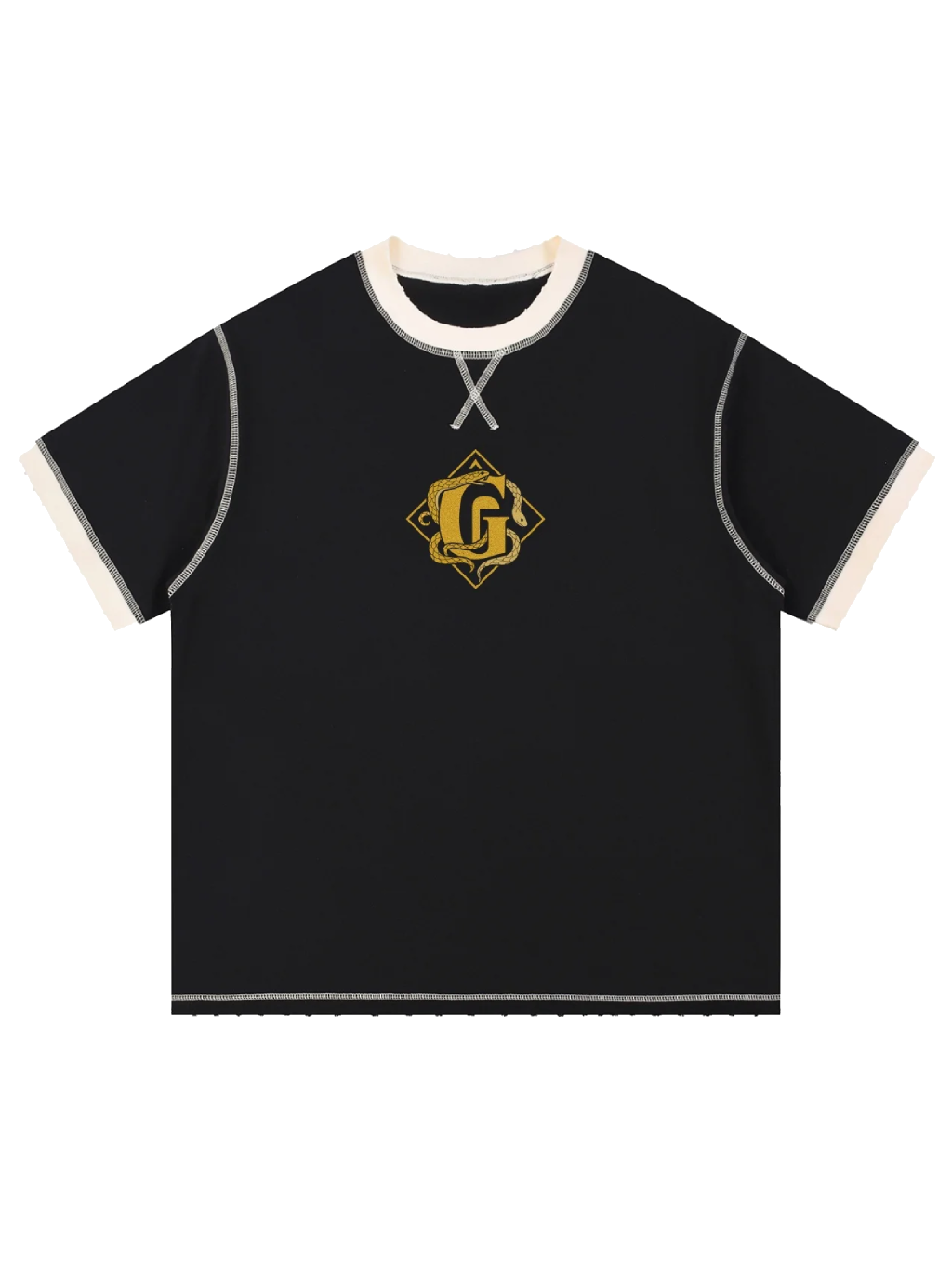 G-Mafia Golden Serpent – Contrast-Stitched Tee